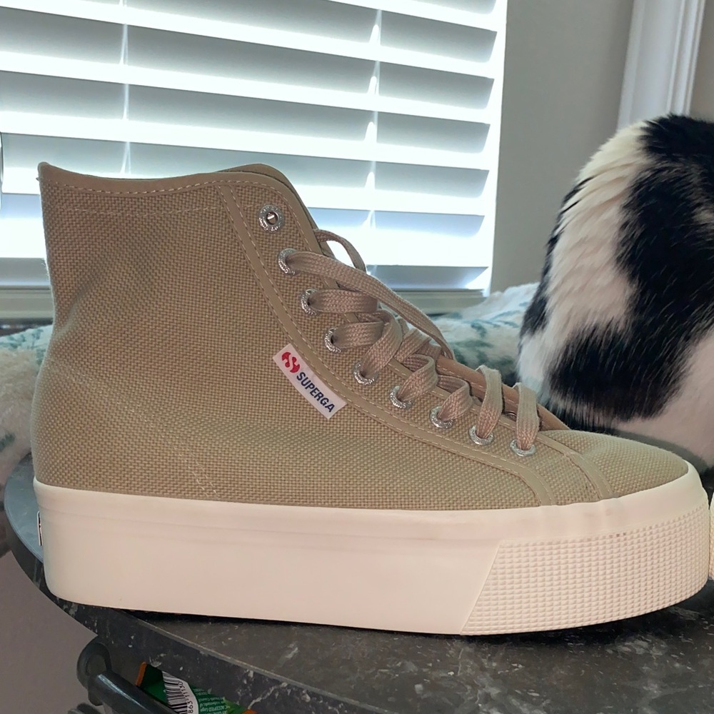 Superga Beige High-Top Sneakers